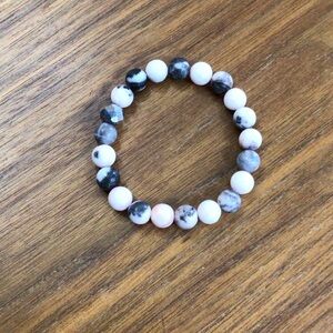 Pink Agate Valentines Stretch Bracelet